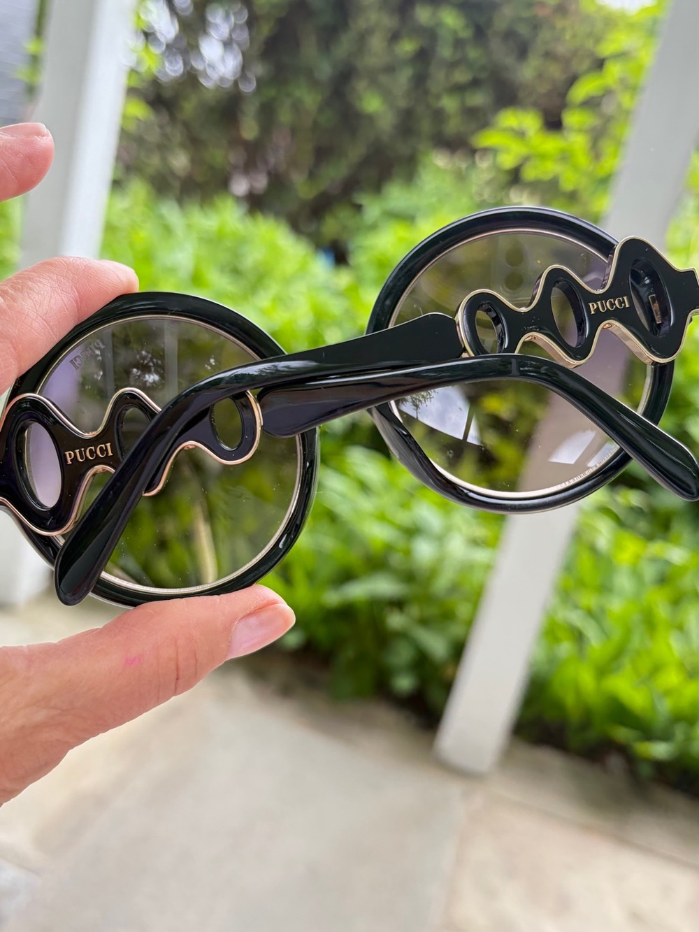 Emilio Pucci Round Black Sunglasses with Gradient Lenses - Picture 2 of 9